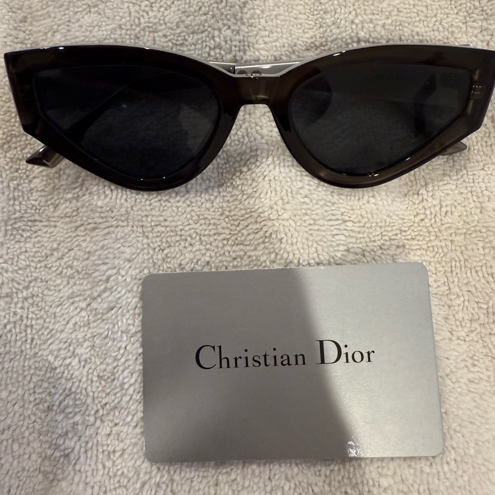 Authentic Christian Dior Cat-Eye Sunglasses in Dark Brown and Black